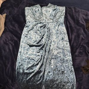 Blue Sweetheart Strapless Cocktail Dress